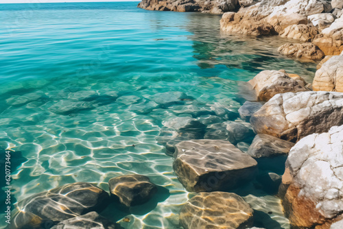 Free photo water surface level shot of rocks and reefs at the sea on a sunny day photography