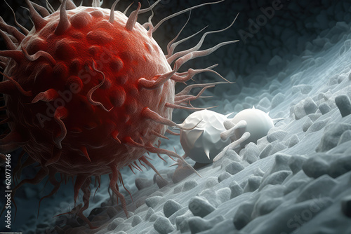 a white blood cell attacking an invading pathogen, generative AI