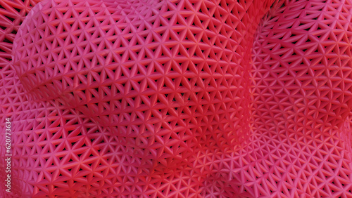 3D render, Abstract red color matter geometric pattern background