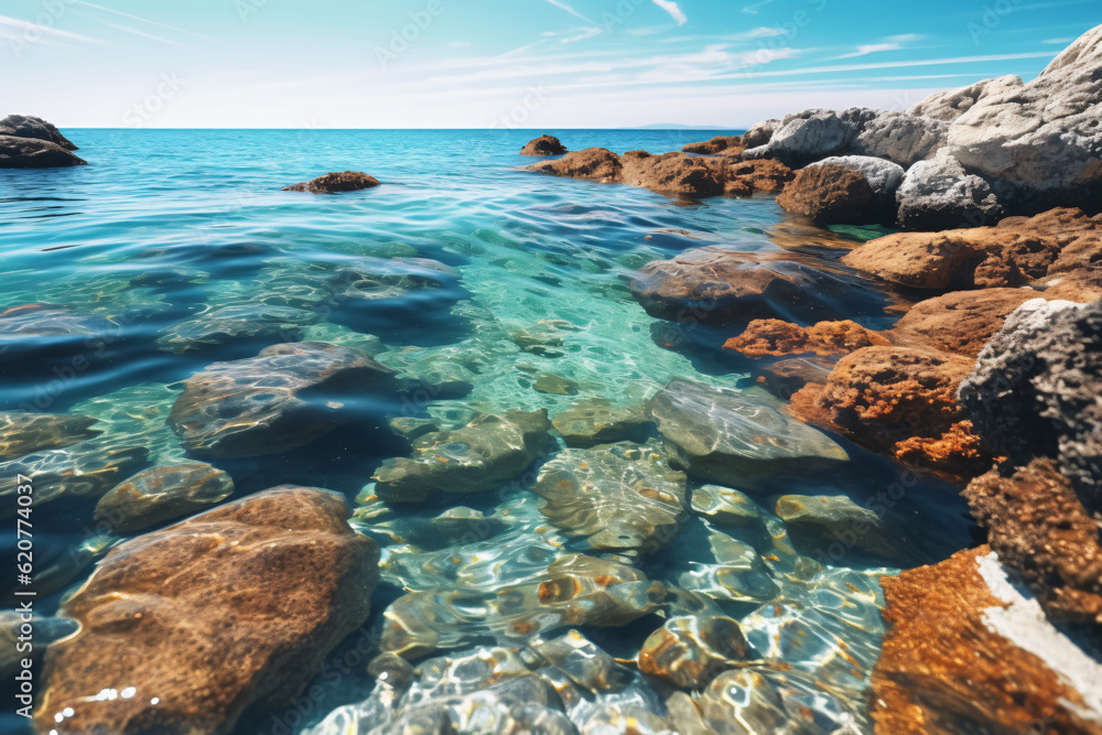 Free photo water surface level shot of rocks and reefs at the sea on a sunny day photography Free photo water surface level shot of rocks and reefs at the sea on a sunny day photography