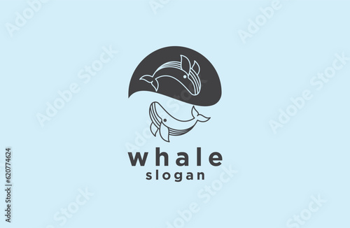 
Blue whale minimalist style icon vector illustration template logo design