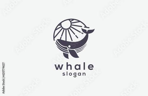 
Blue whale minimalist style icon vector illustration template logo design