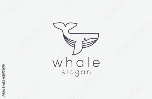 
Blue whale minimalist style icon vector illustration template logo design
