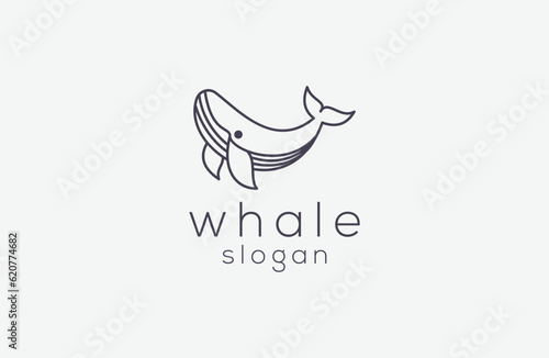 
Blue whale minimalist style icon vector illustration template logo design