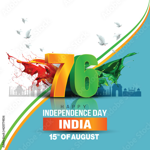 happy independence day India. 3d letter with Indian flag. abstract vector illustration design
