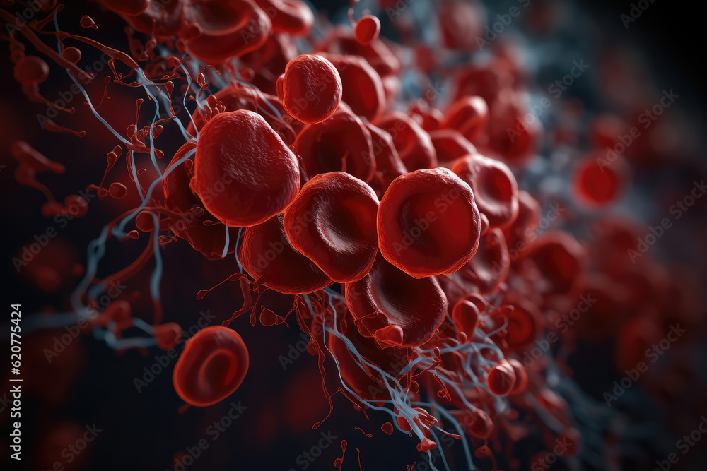 platelets forming a clot to stop bleeding in a blood vessel, generative