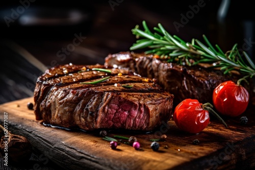 Grilled beef steak with rosemary
