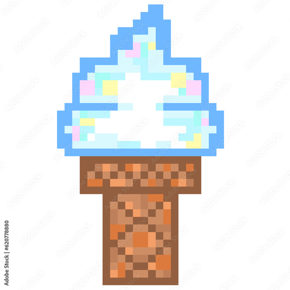 Fototapeta premium Pixel Dessert Icon Clip Art. Pixel art of ice cream illustration.