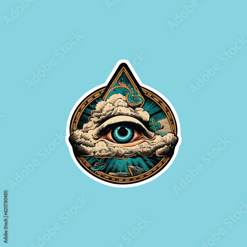 Blackwork tattoo flash. Eye of Providence. Masonic symbol. All seeing eye inside triangle pyramid. New World Order. Sacred geometry, religion, spirituality, occultism. Isolated vector illustration
