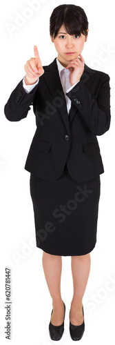 Digital png photo of focused asian businesswoman on transparent background