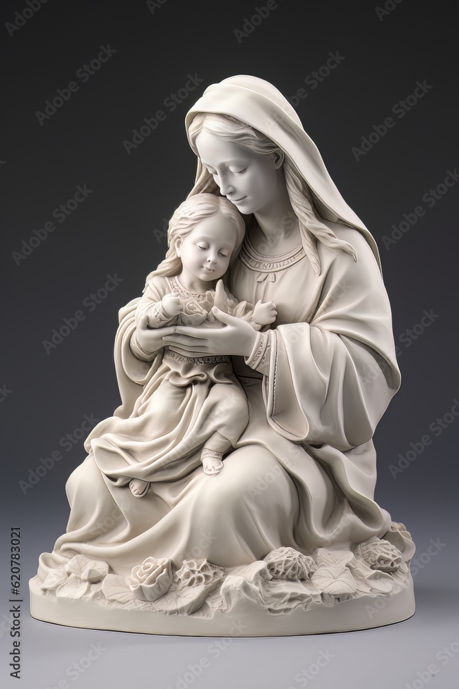 Statue of the Orthodox Virgin Mary with the Child AI Statue of the Orthodox Virgin Mary with the Child AI