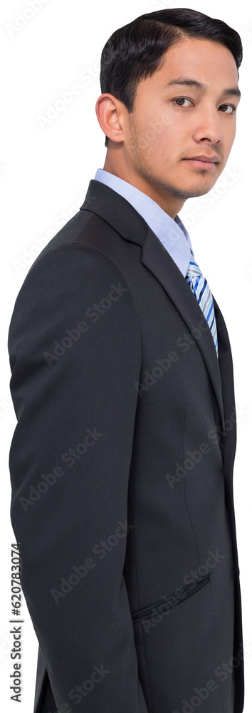 Digital png photo of attentive asian businessman on transparent background Digital png photo of attentive asian businessman on transparent background