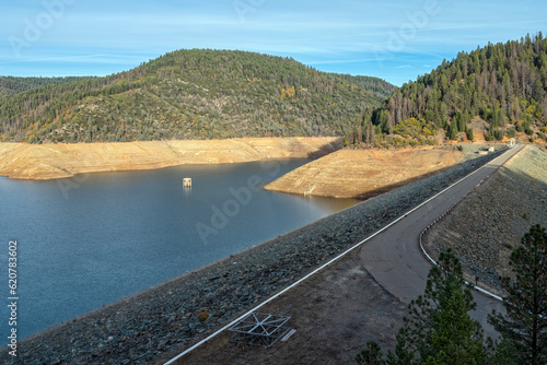 The Trinity Dam and reservoir near Weaverville California, USA photo