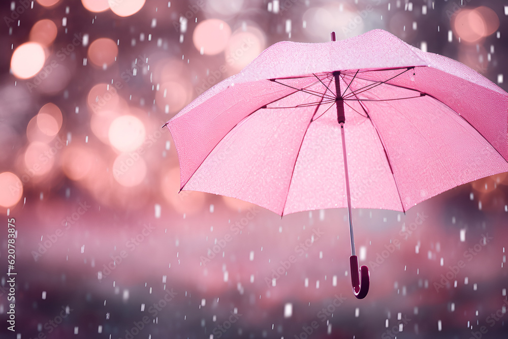 pink umbrella in the rain