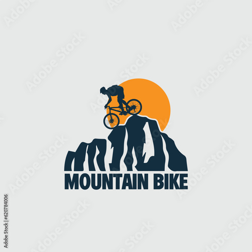 Mountain bike logo emblem vector image