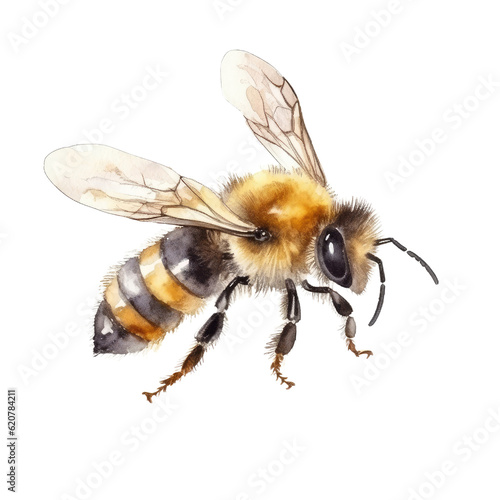 Bee watercolor clipart. Generative AI illustration