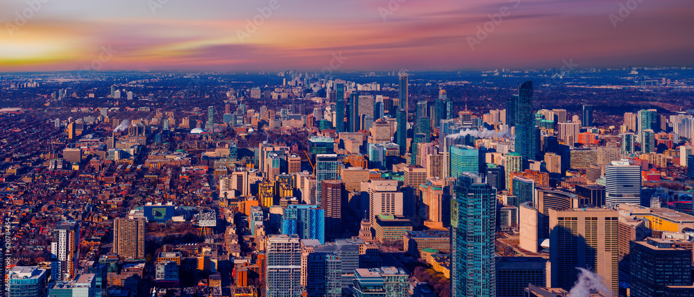 Aerial view of Downtown skyline in Toronto, Canada Aerial view of Downtown skyline in Toronto, Canada