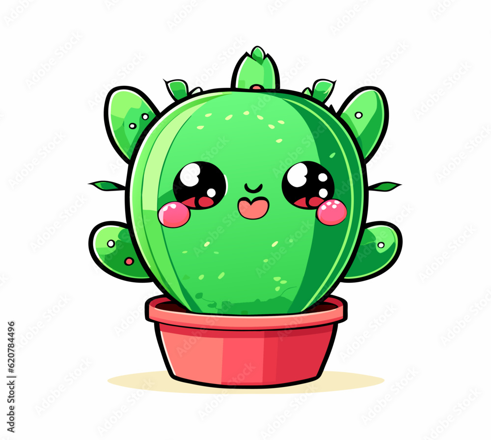 Cute shaped cactus for icons and as an illustration in a coloring book. Cute shaped cactus for icons and as an illustration in a coloring book.