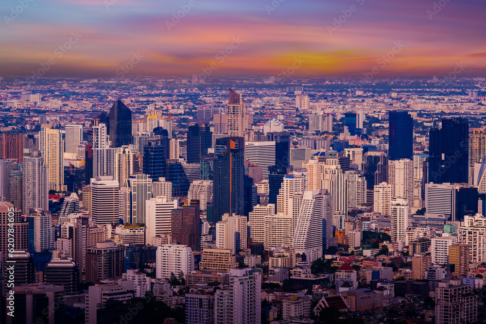 Aerial view of Downtown skyline Bangkok, 