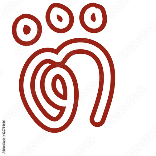 red spiral symbol