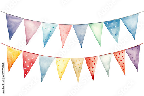 Watercolor illustration of bunting isolated on transparent background