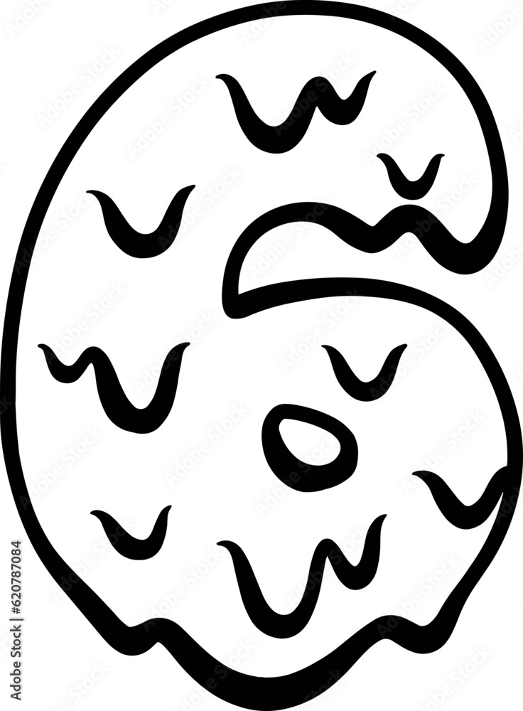 Happy Halloween Melted Dripping Number 6 Six