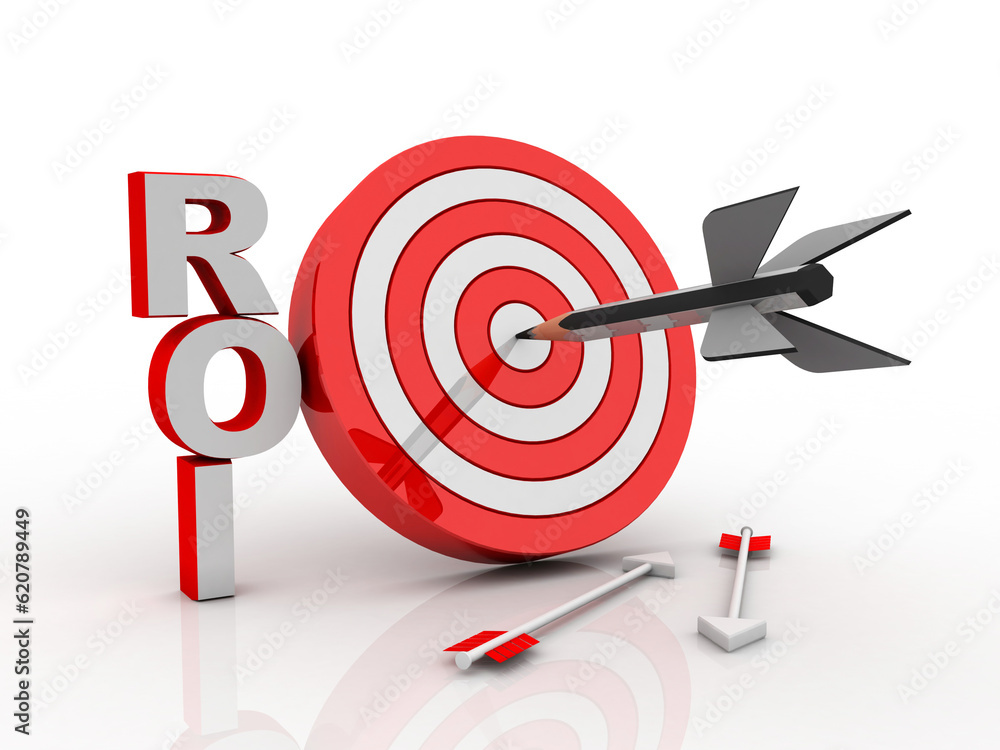 3d rendering Return on Investment - Arrow and Target 3d rendering Return on Investment - Arrow and Target