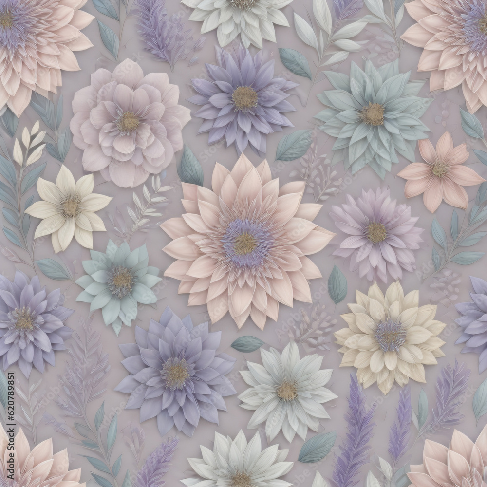 pastel floral pattern design with soft tones of lavender and mint