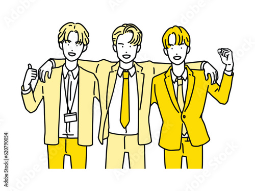 肩を組むビジネスマン