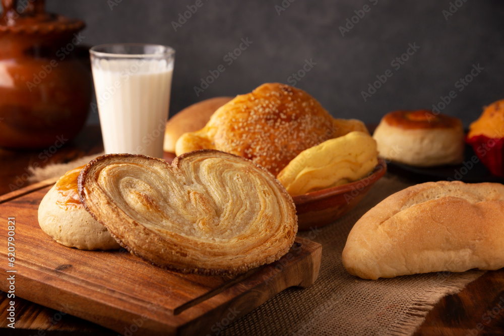 Mexican sweet bread "oreja" made with puff pastry, its name comes from