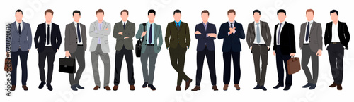 Set of businessman standing. Collection or group of business man. 