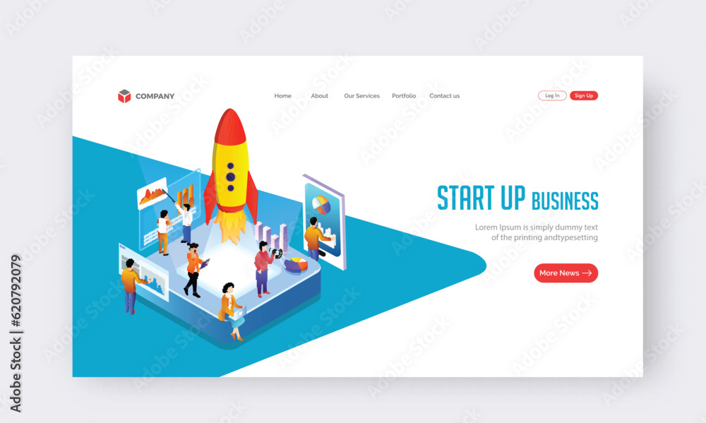 Business Start Up Concept Based Landing Page Design with Illustration of Business People Working Together at Workplace for Launching Project.