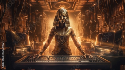 A captivating image of a pharaoh DJ photo