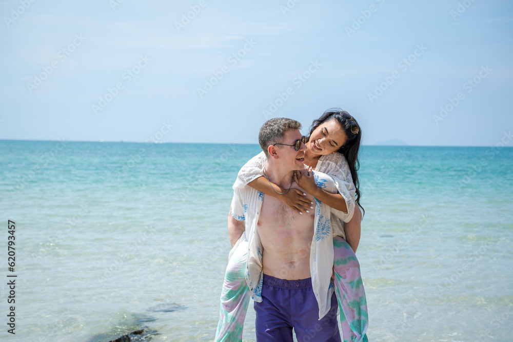 Happy couple together by the sea. Happy couple together by the sea.