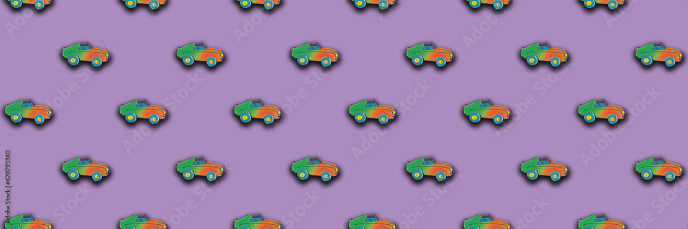pattern with the image of a painted car. A template for superimposing something on top of something. Horizontal image. Banner for insertion into site. pattern with the image of a painted car. A template for superimposing something on top of something. Horizontal image. Banner for insertion into site.