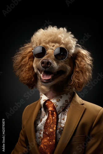 Portrait of a Poodle dog dressed in a modern designer   suit © Adriana