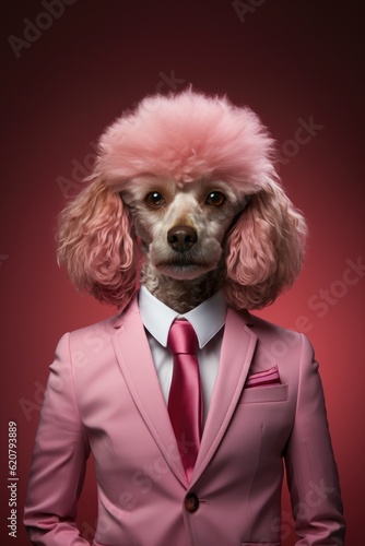 Portrait of a Poodle dog dressed in a modern designer   suit © Adriana