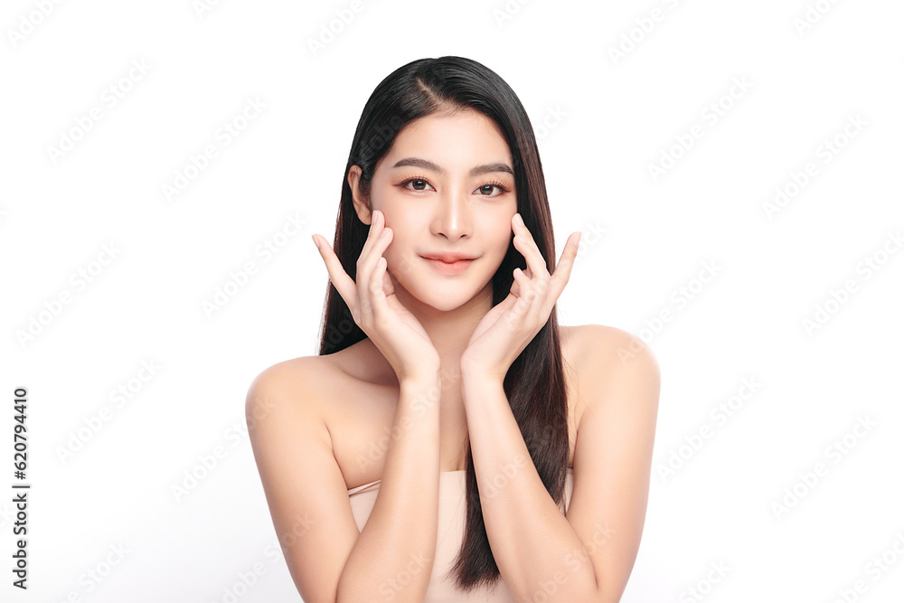Beautiful young asian woman with clean fresh skin on white background, Face care, Facial treatment, Cosmetology, beauty and spa, Asian women portrait. Beautiful young asian woman with clean fresh skin on white background, Face care, Facial treatment, Cosmetology, beauty and spa, Asian women portrait.