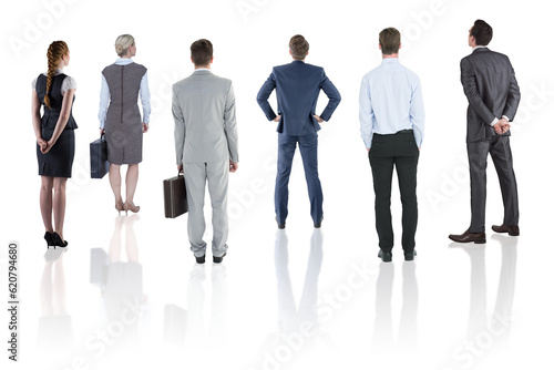 Digital png photo of rear view of diverse business people on transparent background
