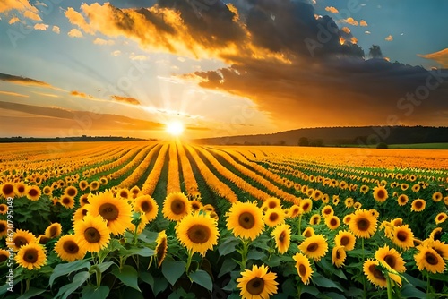 sunflower field in the morning AI Generated