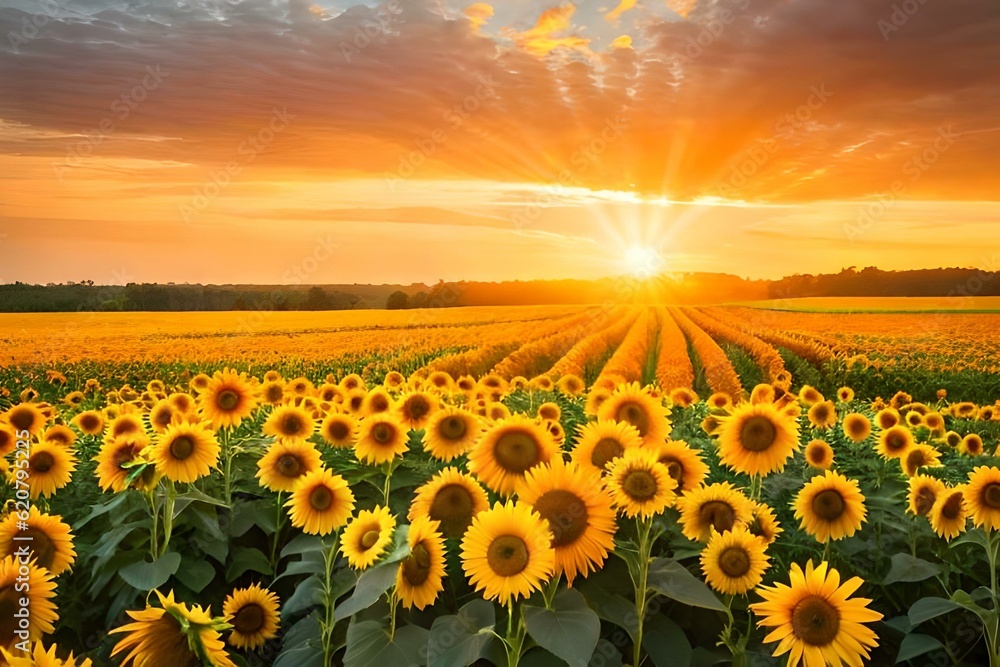 sunflower field in the morning AI Generated
