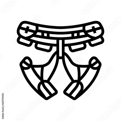 climbing harnesses mountaineering adventure line icon vector. climbing harnesses mountaineering adventure sign. isolated contour symbol black illustration