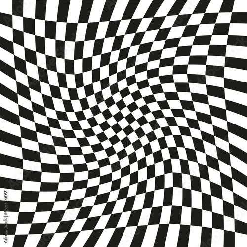 Black and white checkered optical illusion - vector.