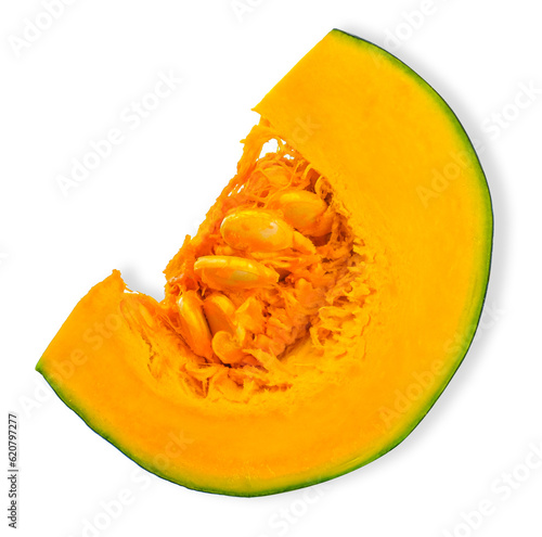 Slice pumpkin isolated on transparent background, PNG image