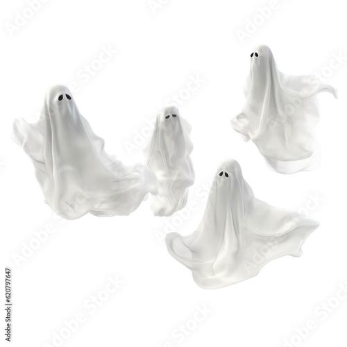 Fotobehang white ghost halloween, Halloween object  isolated png.
