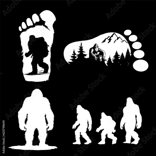 Sasquatch bigfoot logo silhouette vector design