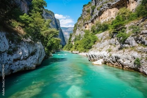 River moraca, canyon platije. montenegro, canyon, mountain road. picturesque journey, beautiful mountain turquoise river photography