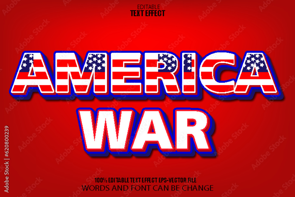 Naklejka premium America War Editable Text Effect 3D Cartoon Style