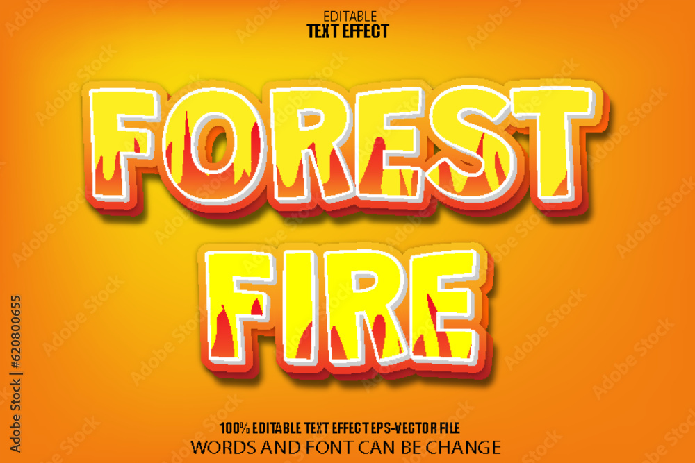 Forest Fire Editable Text Effect 3D Cartoon Style