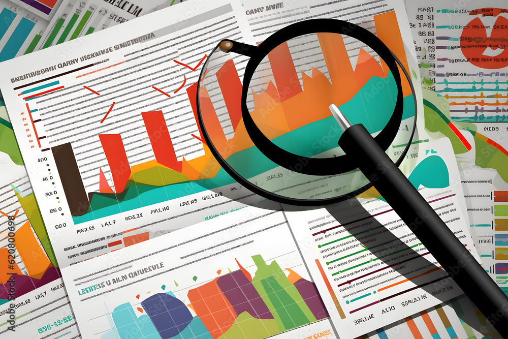 A magnifying glass zooming in on a single stock symbol on a newspaper's financial section, highlighting the importance of research and analysis in decision-making. Generative AI A magnifying glass zooming in on a single stock symbol on a newspaper's financial section, highlighting the importance of research and analysis in decision-making. Generative AI